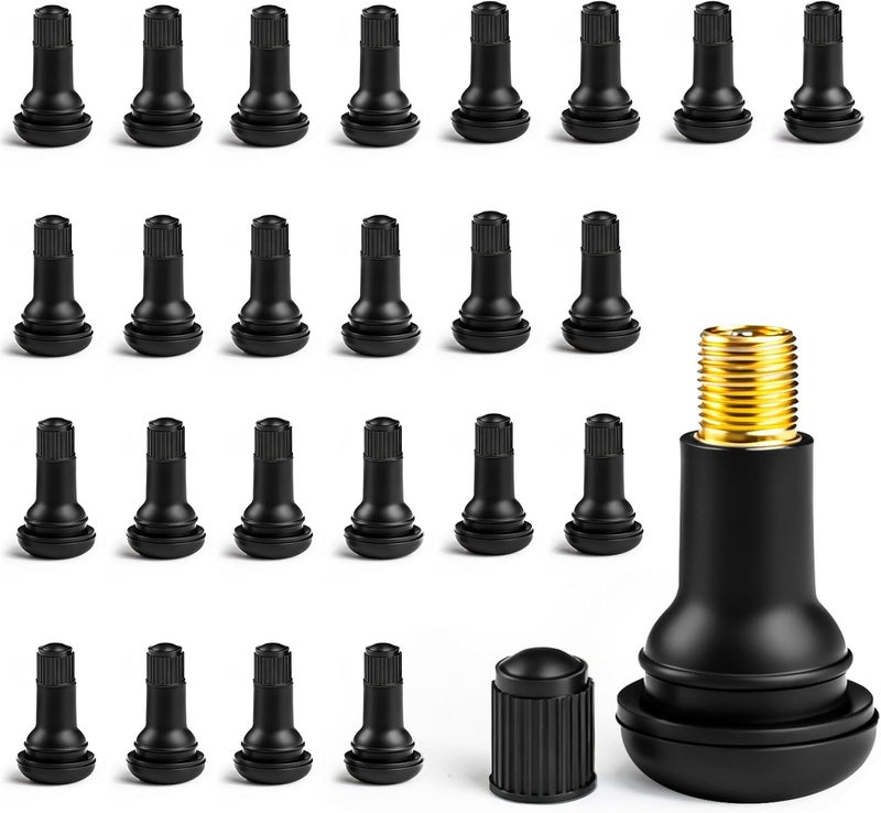 caqeg 25pcs TR415 Tire Valve Stem Rubber Snap-in Valves, Tubeless Valve Stems Suit for 0.625 inch Rim Holes on Standard Vehicle Tires - Image 1